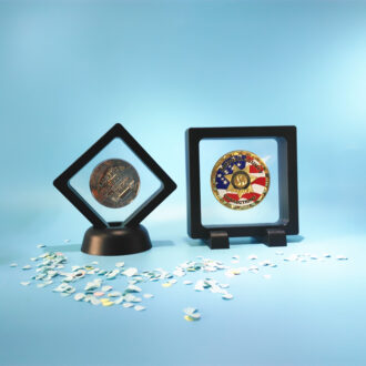 Customizable Commemorative Coin Display Set | Personalized Collectible Tokens with Premium Stands for Collections, Brand Identity & Gifting