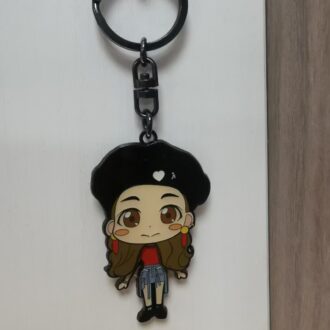 Customizable Q - Version Cartoon Girl Enamel Keychain | Personalized Character Charm for Brand Merch, Fan Gifts & Cute Collections