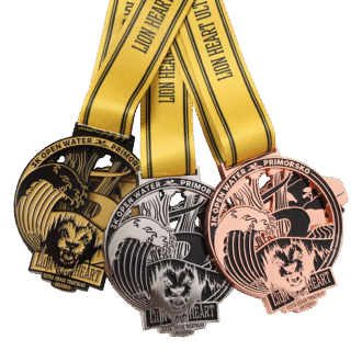 Customizable Lion Heart Extreme Cross Triathlon Style Medal, Metal Hollow-out Sports Honor Medal, 3K Open Water Themed Commemorative Medal for Personalized Customization