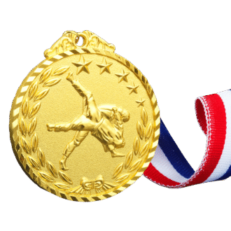 Customizable Judo Championship Medal | Personalized Gold Martial Arts Award with Laurel & Star Design, Custom Engraving for Tournaments & Dojos