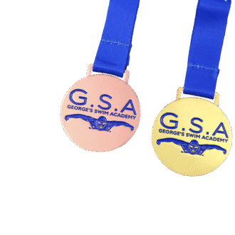 Customizable George's Swim Academy Medal | Personalized G.S.A Swimming Award with Swimmer Design, Custom Engraving for Swim Schools & Events